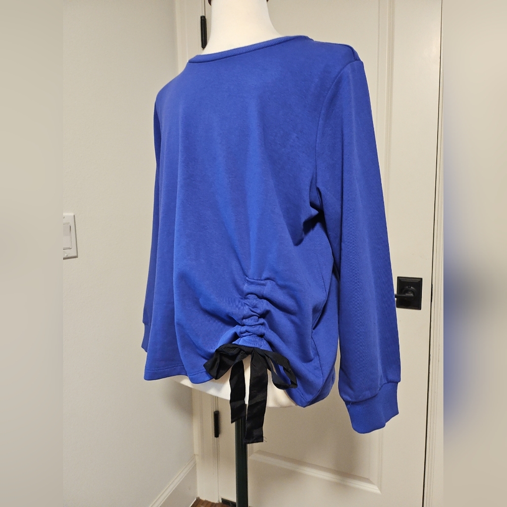Jason Wu Blueberry Blue Cinched Bow Sweatshirt Sz XL